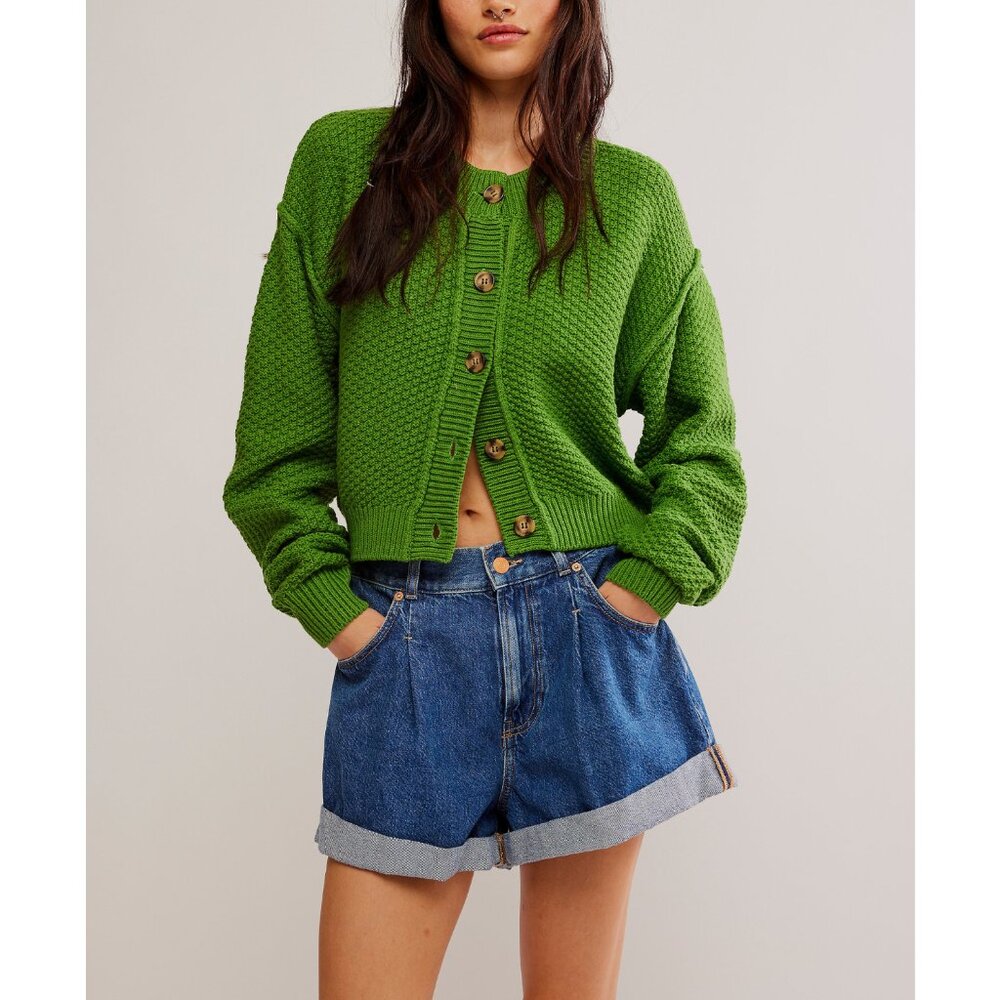 Free People Green Cardigan Sweater XL